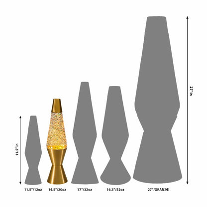 14.5″ LAVA Lamp Rainbow Glitter – Clear/Gold - US 3392