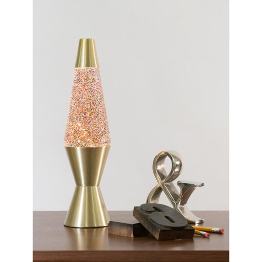14.5″ LAVA Lamp Rainbow Glitter – Clear/Gold - US 3392